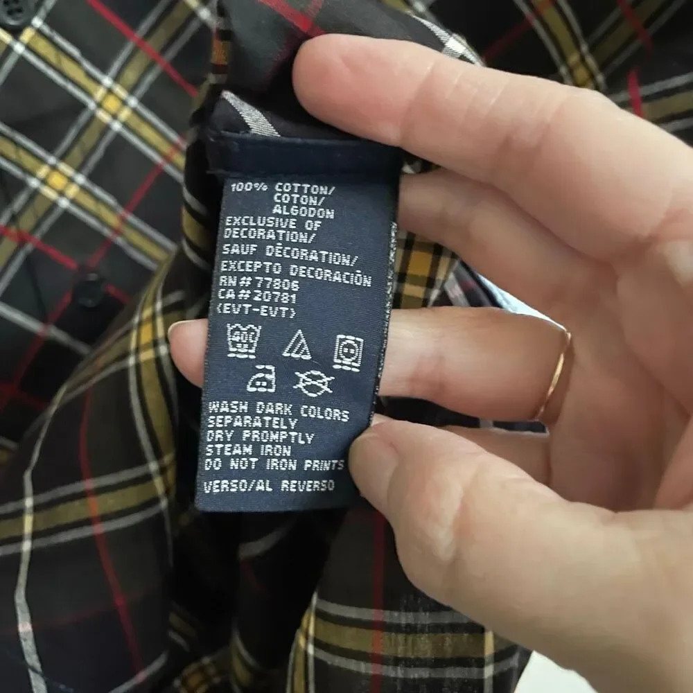 Y2K Tommy‎ Hilfiger Button Up Plaid Shirt Boys L Preppy Vintage